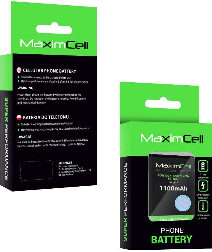 Akumuliatorius Maximcell skirtas Nokia 1208/1209/1616/C1 (BL-5CA) 1100mAh Li-ion