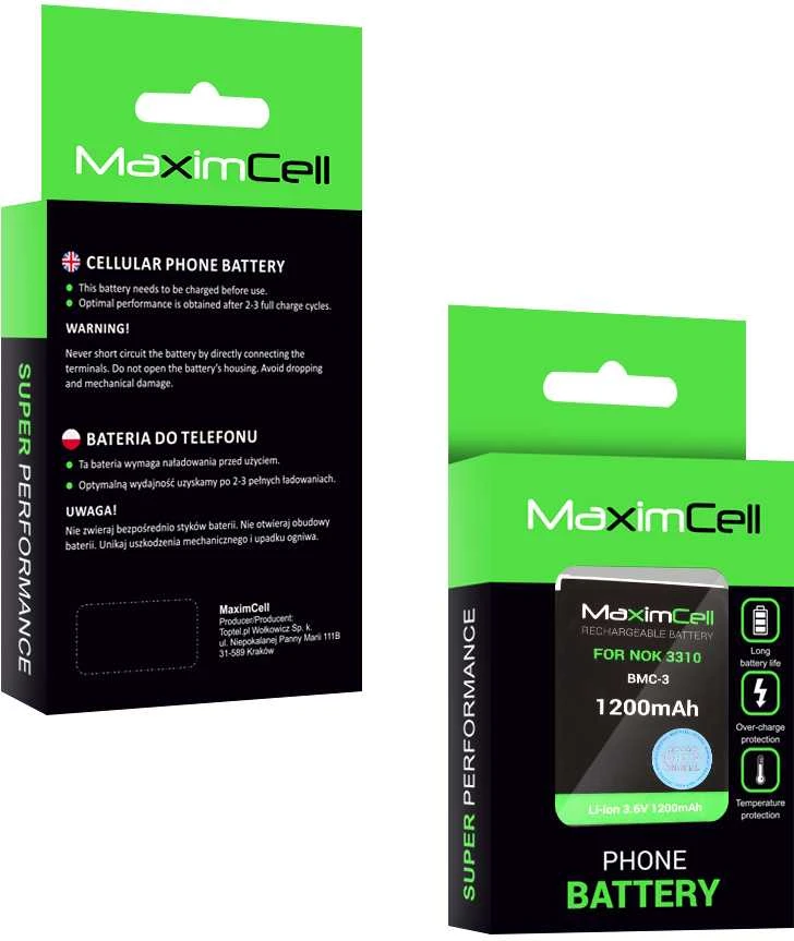 Akumuliatorius Maximcell skirtas Nokia 3310 (BMC-3) 1200mAh Li-ion
