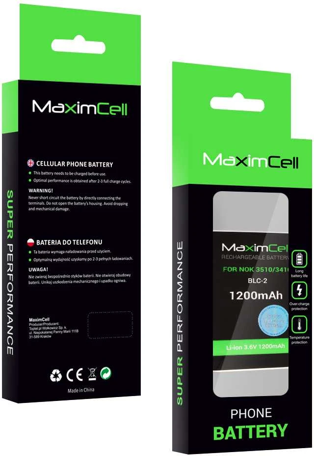 Akumuliatorius Maximcell skirtas Nokia 3510/3410 (BLC-2) 1200mAh Li-ion
