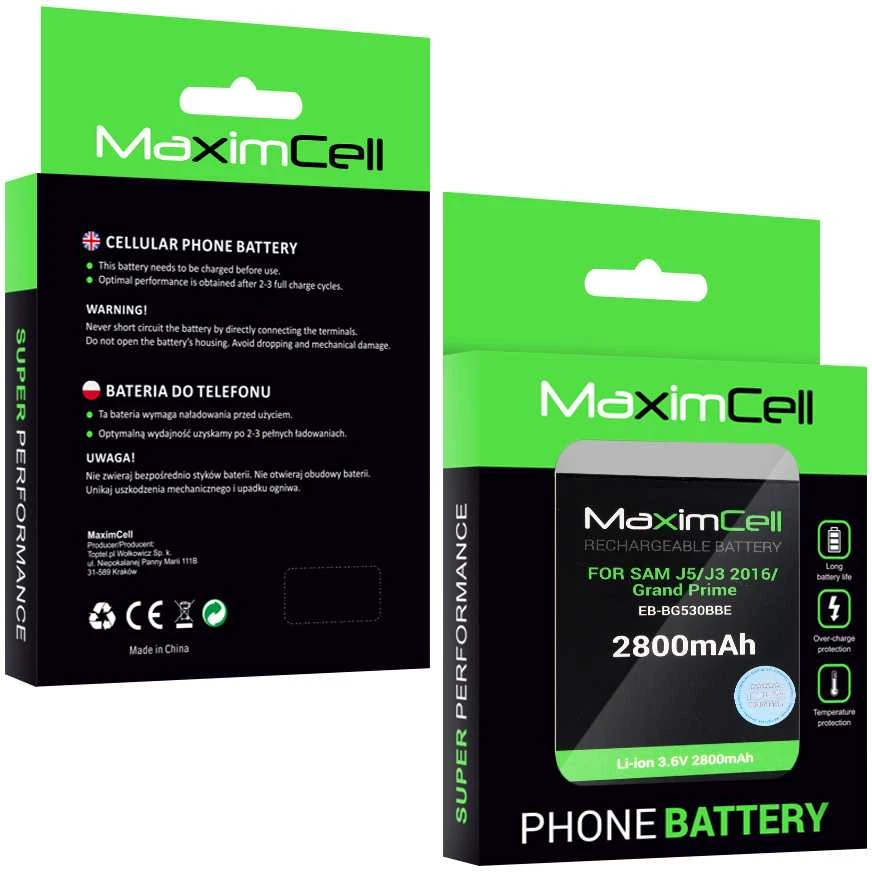 Akumuliatorius Maximcell skirtas Samsung J500/J320 Galaxy J5/J3 2016/Grand Prime (EB-BG530BBE) 2800mAh Li-ion
