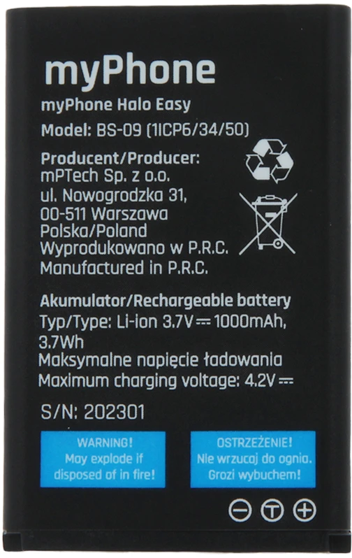Akumuliatorius "myPhone Halo Easy" 1000 mAh