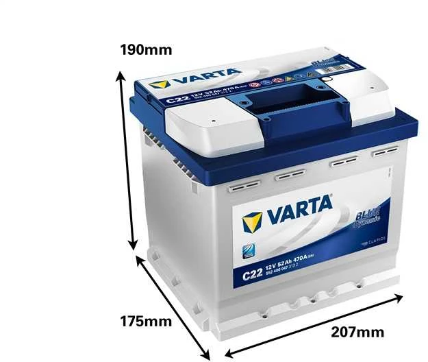 VARTA C22 52Ah 470A (EN) 12V akumuliatorius