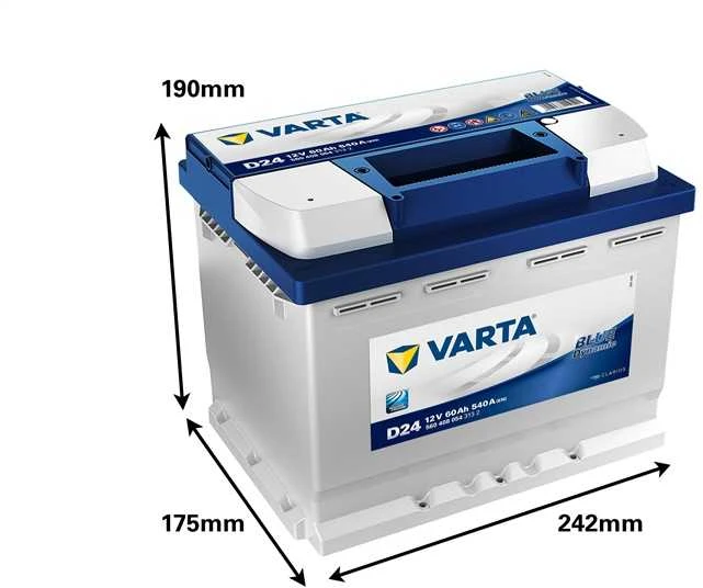 VARTA Mėlyna Dynamic D24 (560408054) 60Ah akumuliatorius