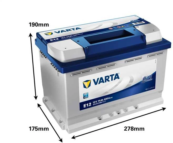 Varta Blue Dynamic akumuliatorius su matmenimis