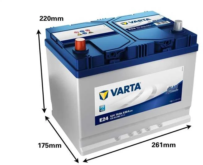 Varta Blue Dynamic 70Ah su matmenų schema