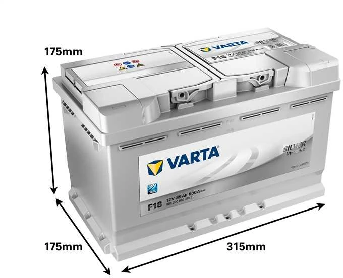 Varta Silver Dynamic akumuliatorius su techniniais matmenimis