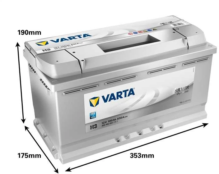 VARTA Sidabrinis Dynamic H3 (600402083) 100Ah akumuliatorius