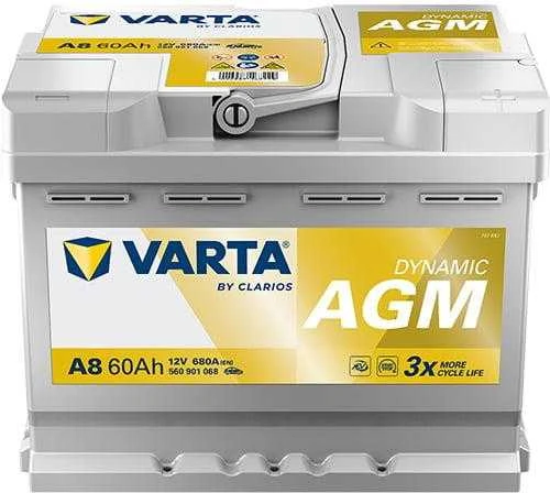 Varta AGM akumuliatorius 60Ah su geltona etikete