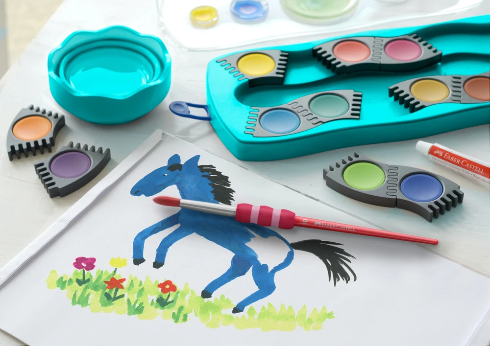 Akvareliniai dažai Faber-Castell Connector Turquoise, 12 spalvų