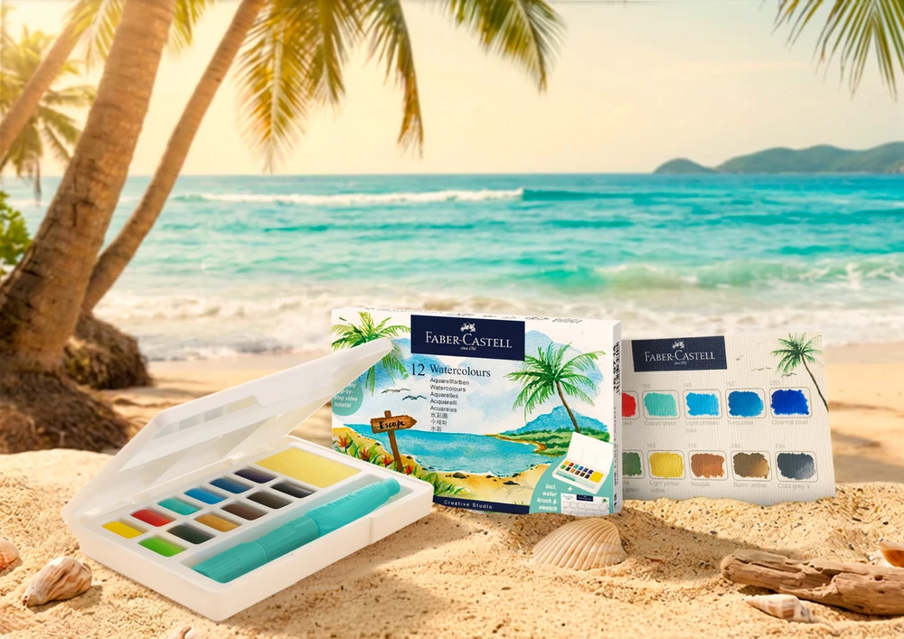 Akvareliniai dažai Faber-Castell Creative Studio, 12 spalvų + teptukas
