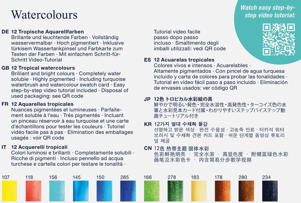 Akvareliniai dažai Faber-Castell Creative Studio, 12 spalvų + teptukas