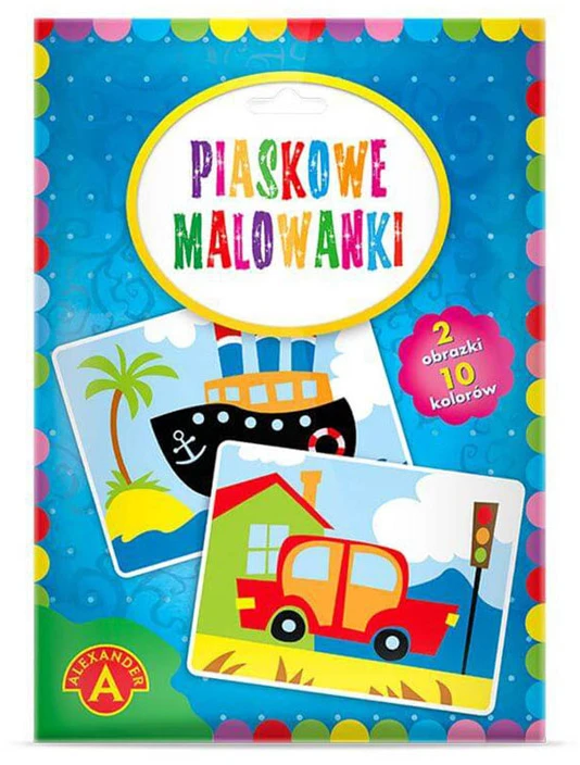 Alexander Aleksandro smėlio spalvinimo puslapių rinkinys iš 2 paveikslėlių, laivas, automobilis
