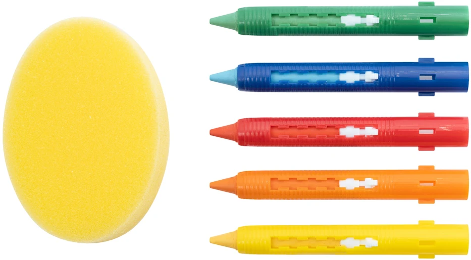 Aliejinės pastelės EberhardFaber, vonios žaidimai, 5 spalvų + kempinėlė