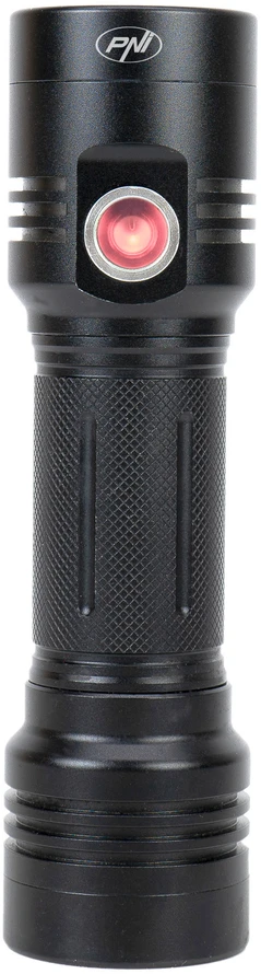 Aliumininis PNI Adventure F200 dvigubas LED žibintuvėlis, 4000mAh baterija ir micro USB jungtis, 3 LED su plačia diafragma ir vienas su fokusavimo funkcija, abu turi 3 galios lygius