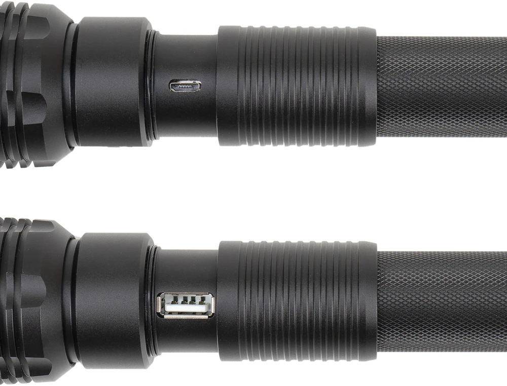 Aliumininis žibintuvėlis PNI Adventure F450, su fokusavimo funkcija, BOOST, LED 20 W, 1500 lm iki 450 m, 4400 mAh, IPX5, su pridedamu PNI CHG300 maitinimo šaltiniu