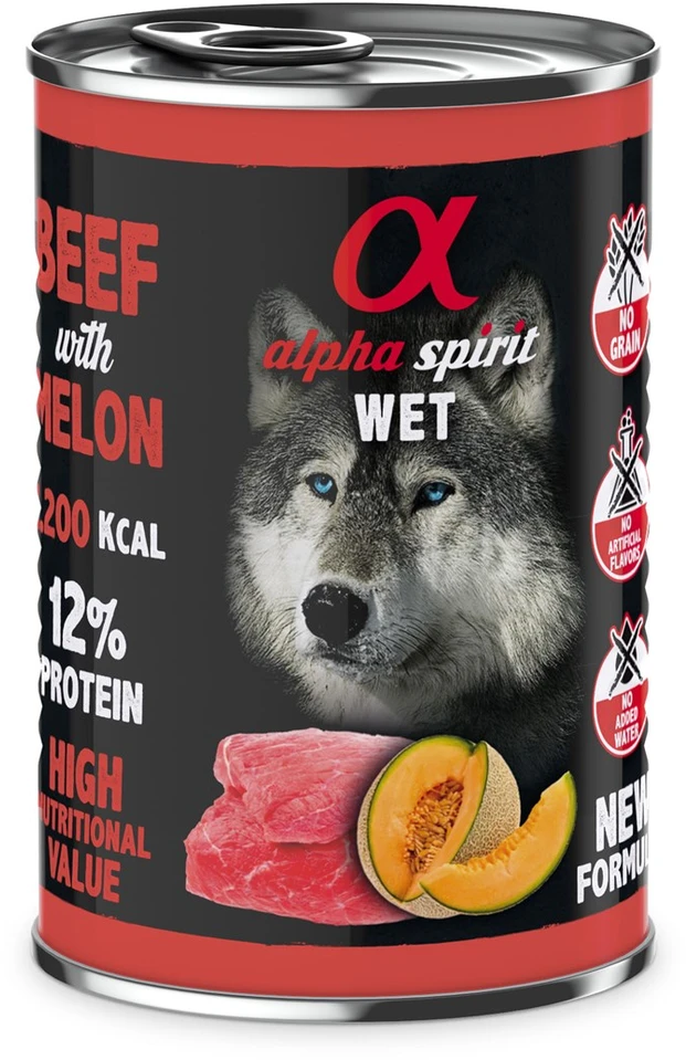 ALPHA SPIRIT WET konservas šunims jautiena su melionais 400g