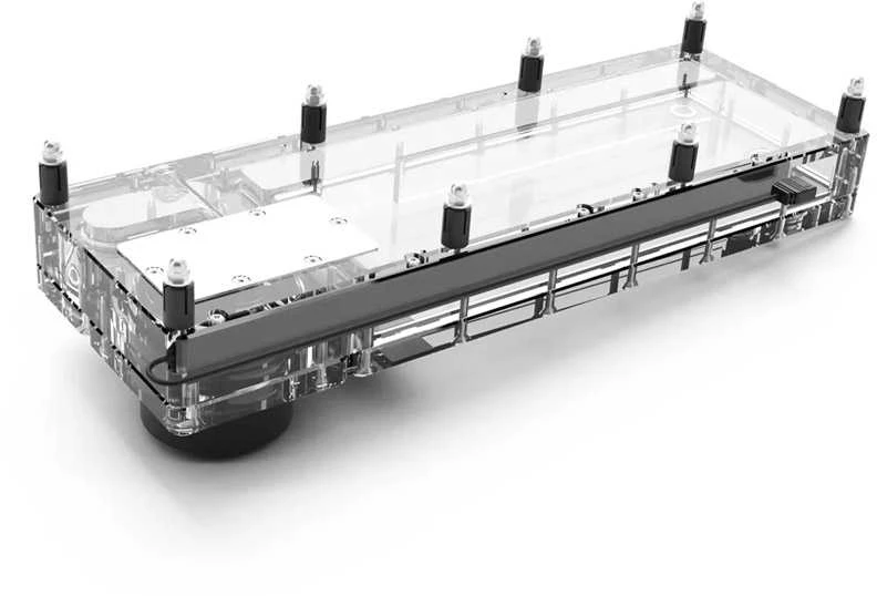 Alphacool „Core Flat Reservoir 360“ su VPP siurbliu (dešinėje)