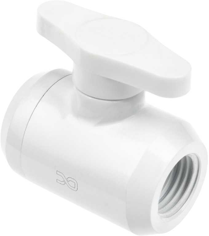 Alphacool Eiszapfen 2 krypčių rutulinis vožtuvas G1/4 – baltas