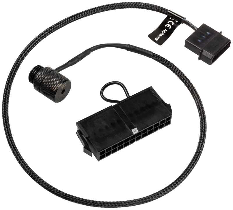 „Alphacool“ lazerinio jungiklio jungtis su G1/4 colio vidiniu sriegiu, 4 kontaktų „Molex“ jungtimi, juoda