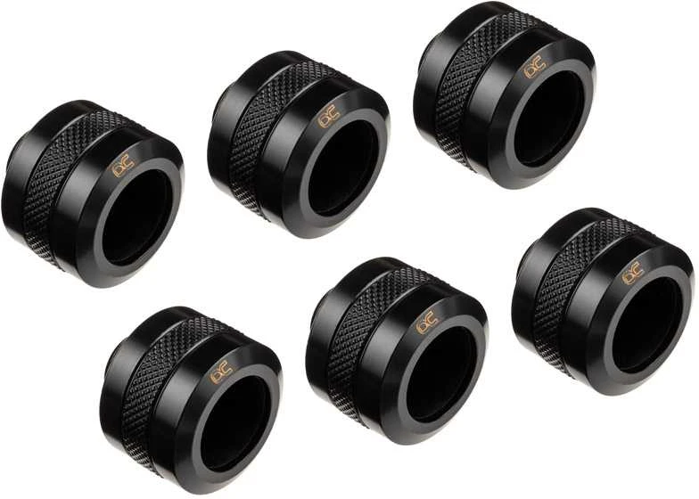 Alphacool Eiszapfen Pro jungtis 16 mm kietas vamzdelis G1/4, 6 vnt. pakuotėje – juodas