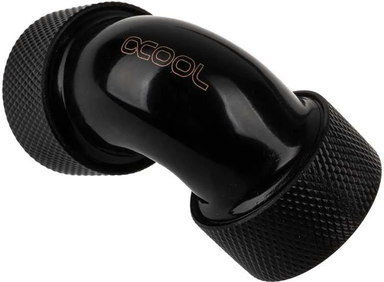„Alphacool HT“ adapteris 90 laipsnių 16 mm išorinio skersmens ir 16 mm išorinio skersmens kietojo vamzdžio, rievėtas, juodas