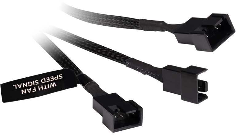 „Alphacool“ Y skirstytuvas, 4 kontaktų į 3 x 4 kontaktų PWM, 15 cm, juodas
