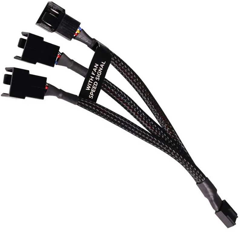 „Alphacool“ Y skirstytuvas, 4 kontaktų į 3 x 4 kontaktų PWM, 15 cm, juodas