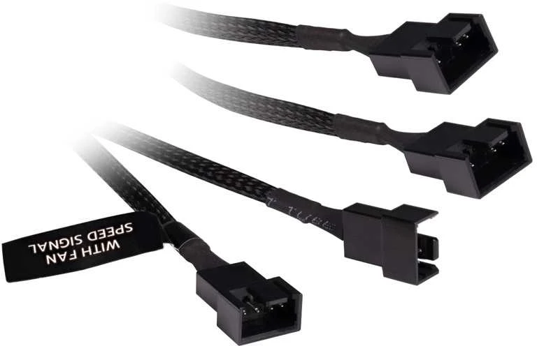 „Alphacool“ Y skirstytuvas, 4 kontaktų į 4 x 4 kontaktų PWM, 60 cm, juodas