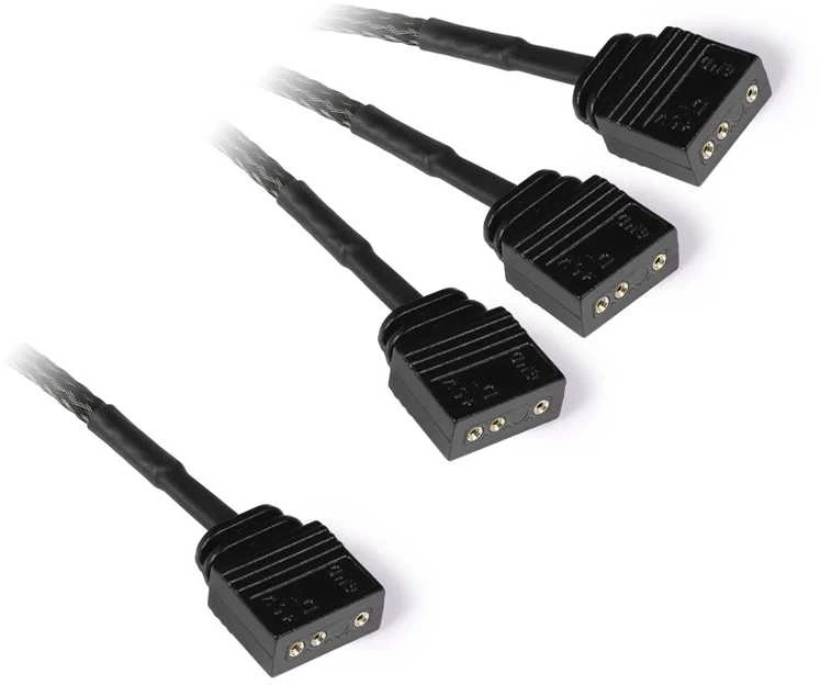 Alphacool Y-Splitter aRGB 3-pin to 3x 3-pin 60cm – juodos spalvos