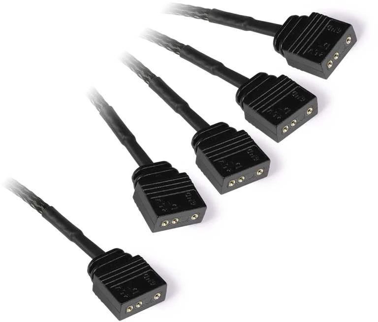 Alphacool Y-Splitter aRGB 3-pin to 4x 3-pin 60cm – juodos spalvos