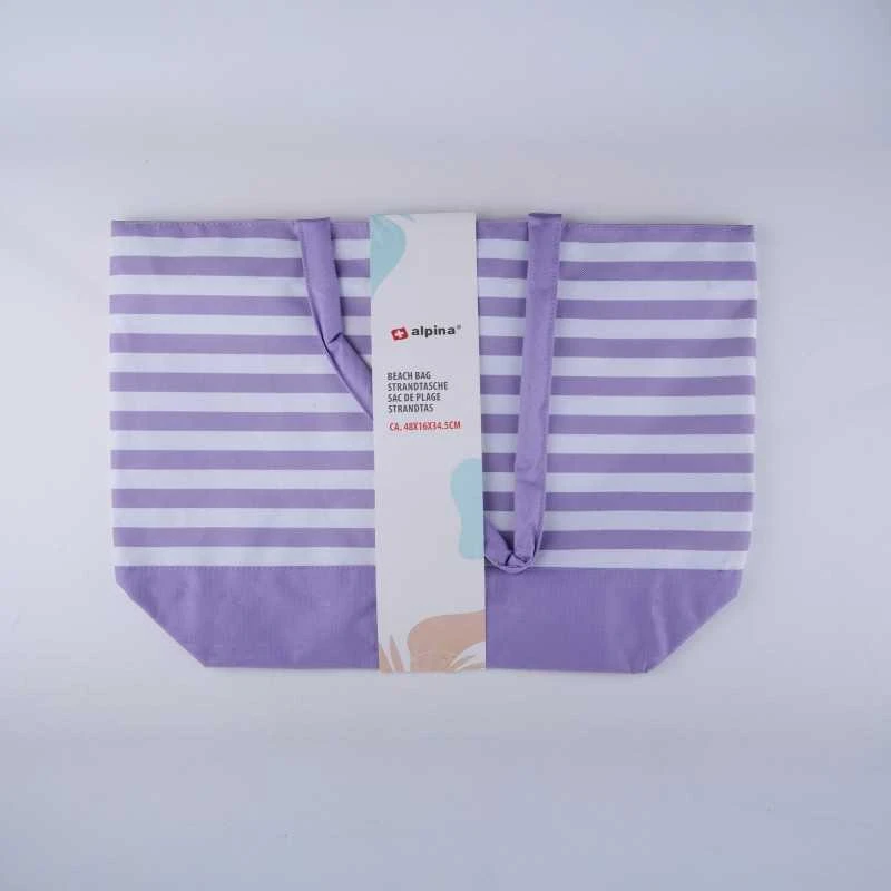 Alpina - Striped Beach Bag 49.3x16x34 cm (Violetinė / Baltas)