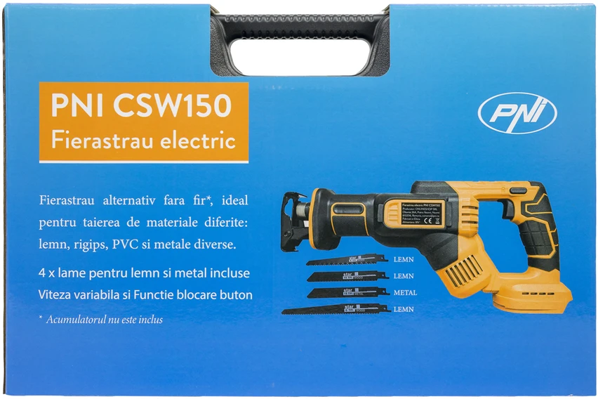 Alternatyvus elektrinis pjūklas PNI CSW150 be akumuliatoriaus, komplekte 4 geležtės