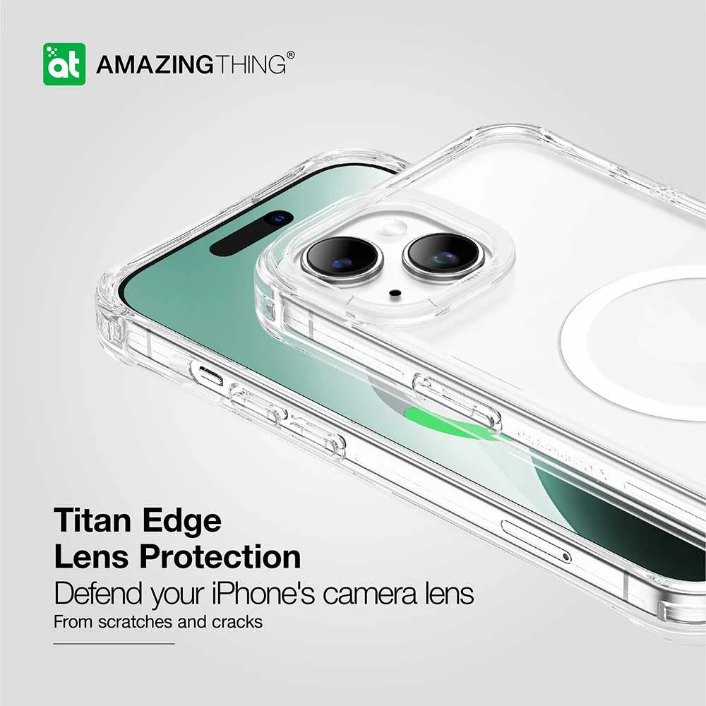 Amazing Thing Titan Edge Mag dėklas telefonui 15FT IP156.7TEMCL Apple iPhone 15 Plus skaidrus