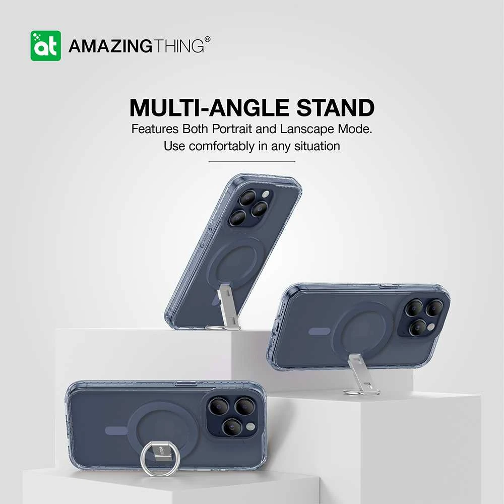 Amazing Thing Titan Pro Mag Ring Grip dėklas telefonui 10FT IP156.1PTRBU iPhone 15 Pro mėlynos spalvos