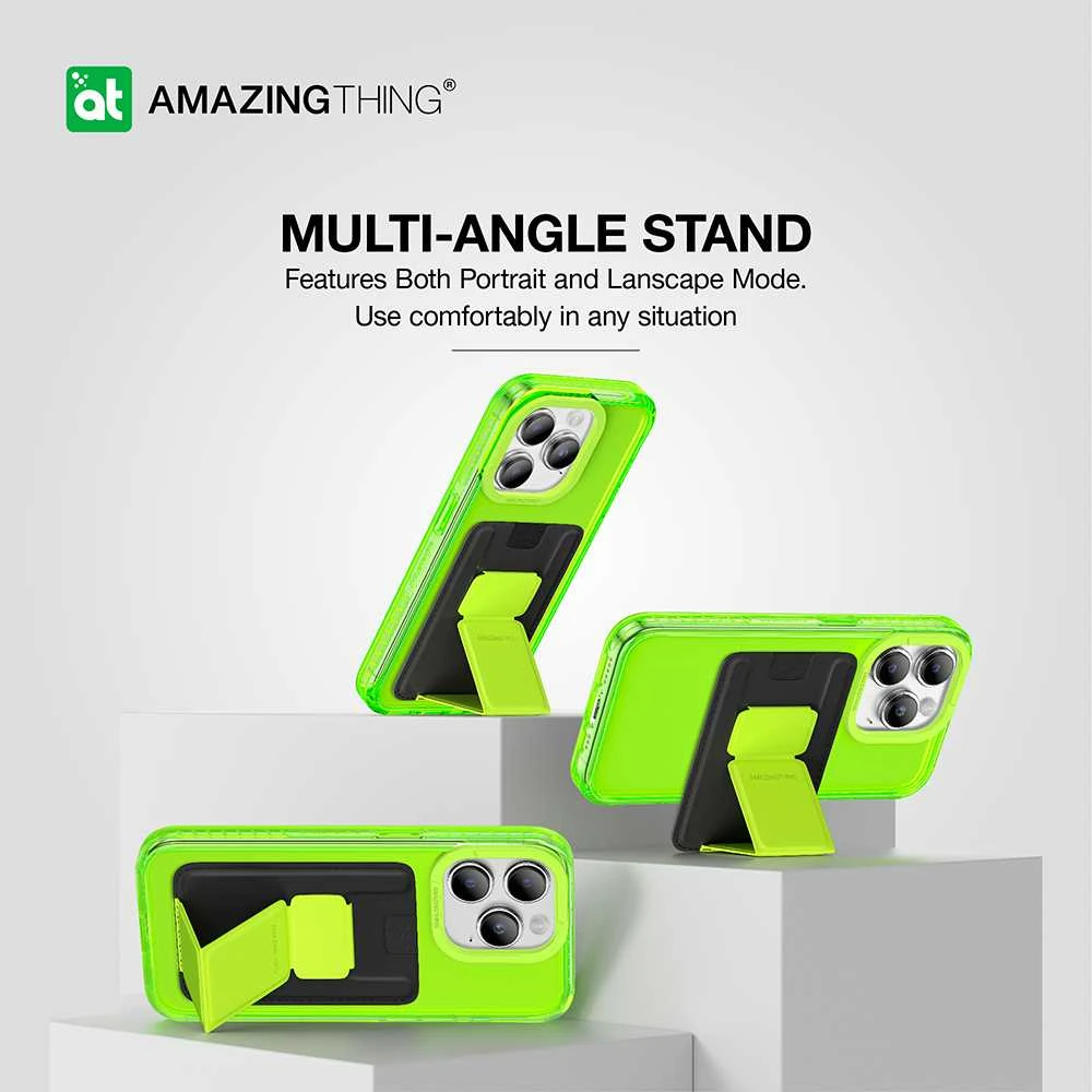 Amazing Thing Titan Pro Neon Mag Wallet dėklas telefonui 10FT IP156.7PTWGN Apple iPhone 15 Pro Max žalias su stoveliu