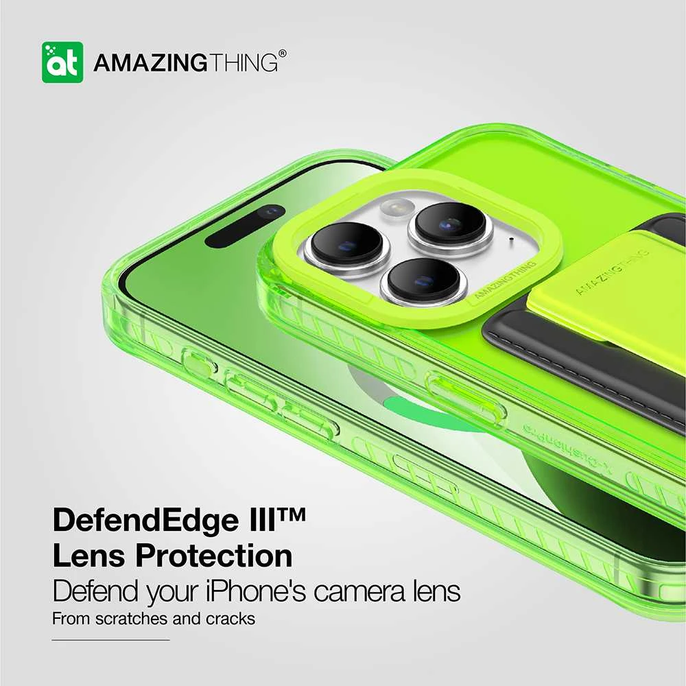 Amazing Thing Titan Pro Neon Mag Wallet dėklas telefonui 10FT IP156.7PTWGN Apple iPhone 15 Pro Max žalias su stoveliu