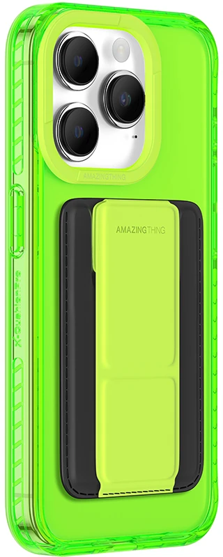 Amazing Thing Titan Pro Neon Mag Wallet Dėklas 10FT IP156.1PTWGN skirtas Apple iPhone 15 Pro žalias with stand