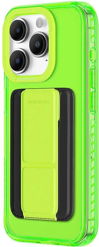 Amazing Thing Titan Pro Neon Mag Wallet dėklas telefonui 10FT IP156.7PTWGN Apple iPhone 15 Pro Max žalias su stoveliu