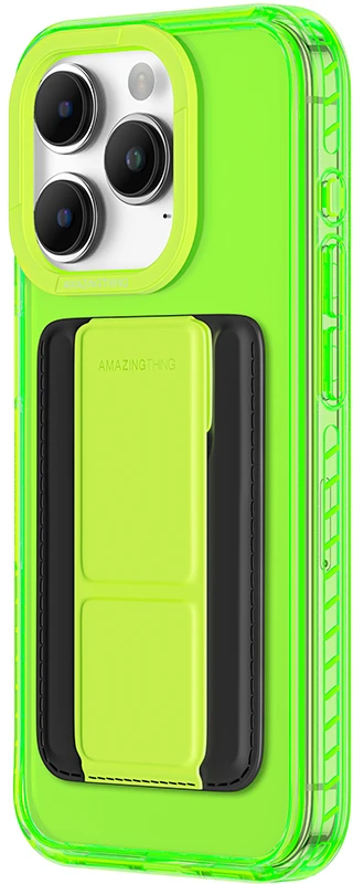Amazing Thing Titan Pro Neon Mag Wallet Dėklas 10FT IP156.1PTWGN skirtas Apple iPhone 15 Pro žalias with stand