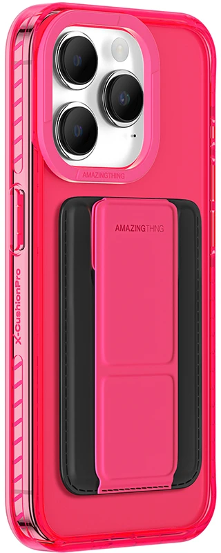 Amazing Thing Titan Pro Neon Mag piniginė Dėklas 10FT IP156.1PTWPN skirtas Apple iPhone 15 Pro rožinis su stovu