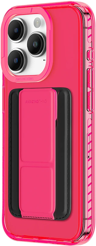 Amazing Thing Titan Pro Neon Mag piniginė Dėklas 10FT IP156.1PTWPN skirtas Apple iPhone 15 Pro rožinis su stovu