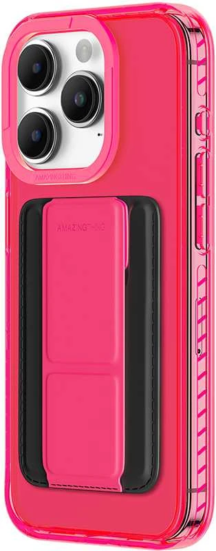 Amazing Thing Titan Pro Neon Mag Wallet dėklas telefonui 10FT IP156.7PTWPN Apple iPhone 15 Pro Max rožinės spalvos su stoveliu