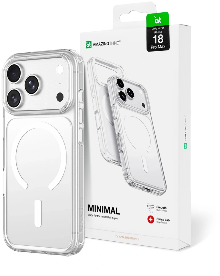 Dėklas AmazingThing Minimal Mag Drop Proof Case 3 Lens for iPhone 18 Pro Max with Lanyard Mount and MagSafe Compatible - Clear