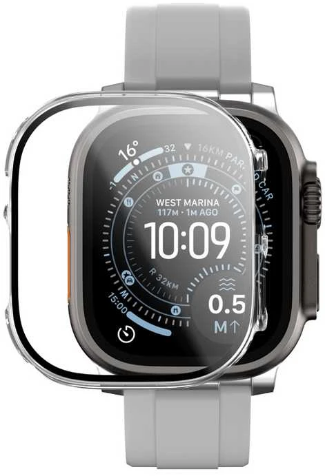 „AmazingThing Radix“ stiklinė ekrano apsauga su dėklu, skirtu „Apple Watch UItra 3“ 49 mm – skaidrus