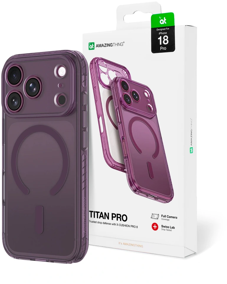 Dėklas Amazingthing Titan Pro Lens MagSafe do iPhone 18 Pro violetinė