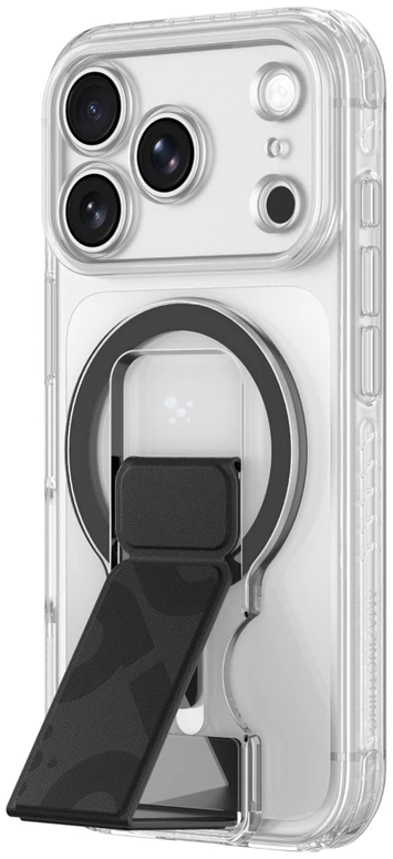 Dėklas AmazingThing Titan Pro Lens Stand Set for iPhone 18 Pro with Magnetic Holder and Stand, Compatible with MagSafe - Transparent
