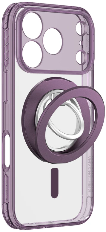 Dėklas AmazingThing Titan Pro Lens Ring Set Case for iPhone 18 Pro with Camera Cover and Magnetic Ring Compatible with MagSafe - Violetinė