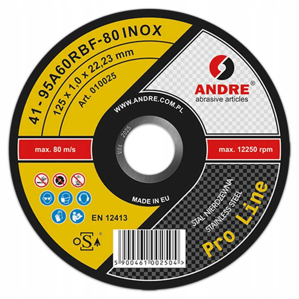 ANDRE METALO PJOVIMO DISKAS 125 x 1,0mm INOX PRO LINE 95A60RBF
