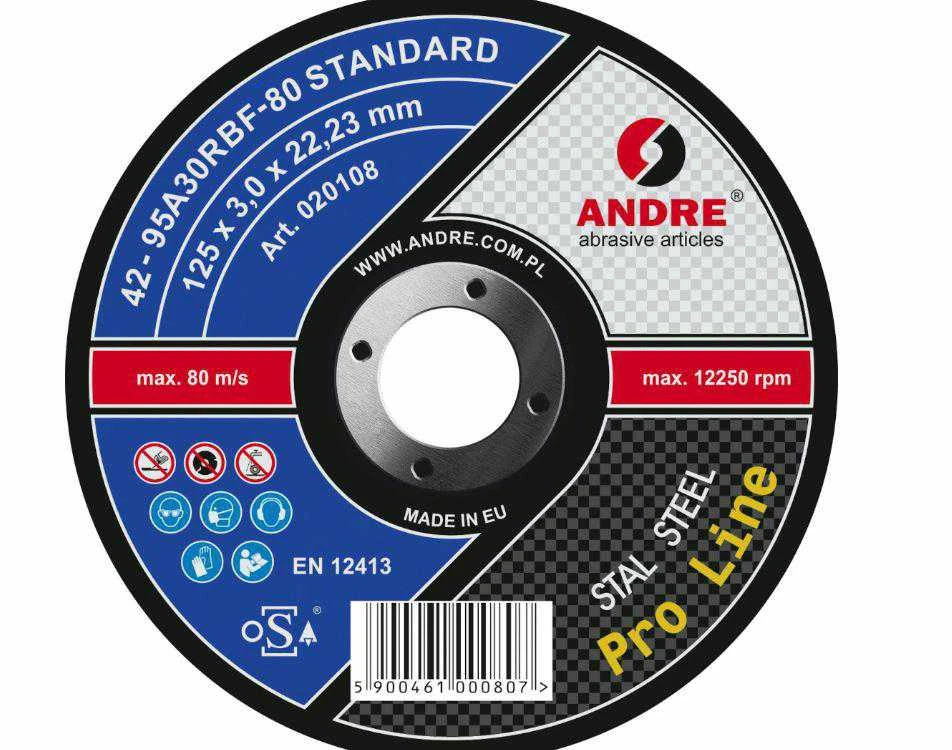 ANDRE METALO PJOVIMO DISKAS 125 x 3,0mm STANDARD PRO LINE 95A30RBF