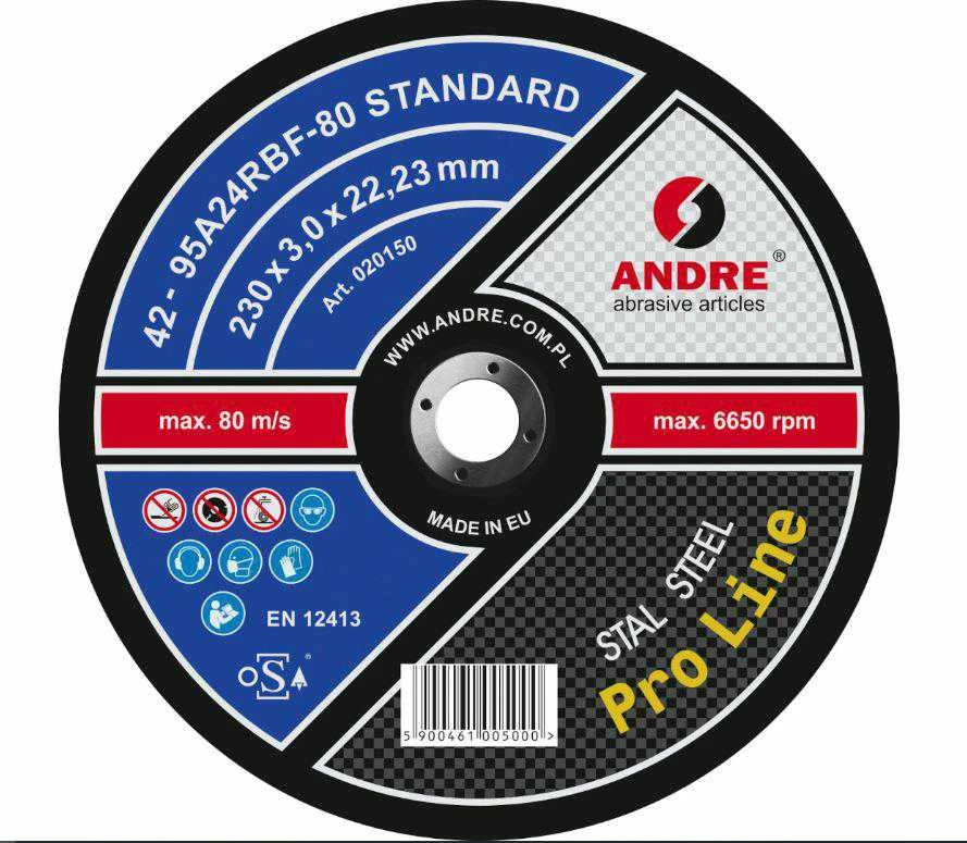 ANDRE METALO PJOVIMO DISKAS 230 x 3,0mm STANDARD PRO LINE 95A24RBF